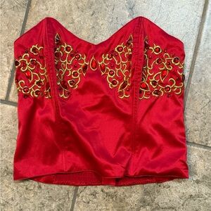 Victoria's Secret Red Embroidered jeweled  Crop Top vintage bustier corset